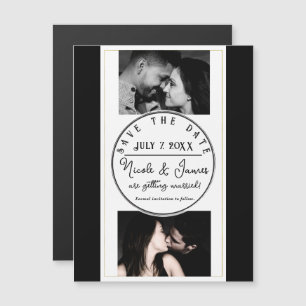 Schwarz Weiß Gold Modernes Minimal Save the Date Magnetkarte