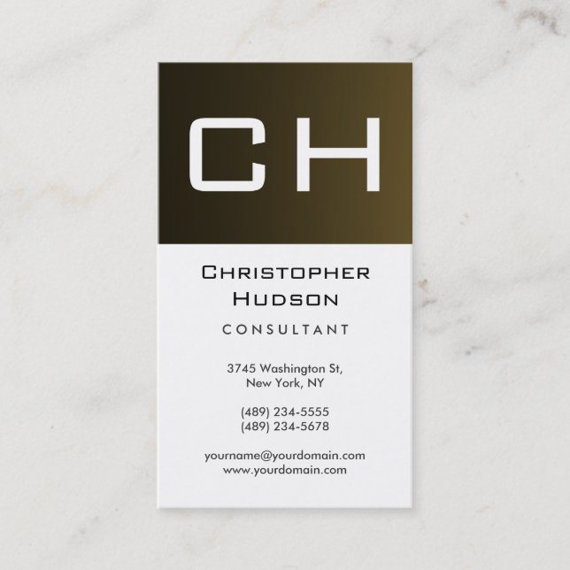Schwarz-weiß Gold Monogram Consultant-Visitenkarte Visitenkarte (Vorderseite)