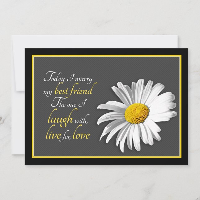 Schwarz-weiß Gold Shasta Daisy Wedding Einladung (Vorderseite)