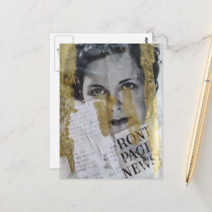 Schwarz Weiß Gold Titelseite Nachrichten Dame Coll Postkarte