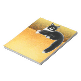 Schwarz-weiß Gold Tuxedo Cat Felix Notizblock