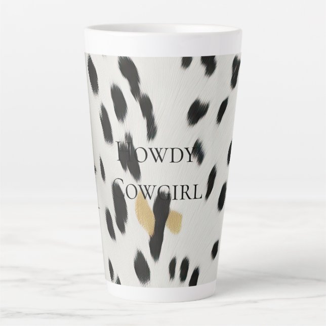 Schwarz-weiß Gold Western Cowhide Milchtasse (Vorderseite)