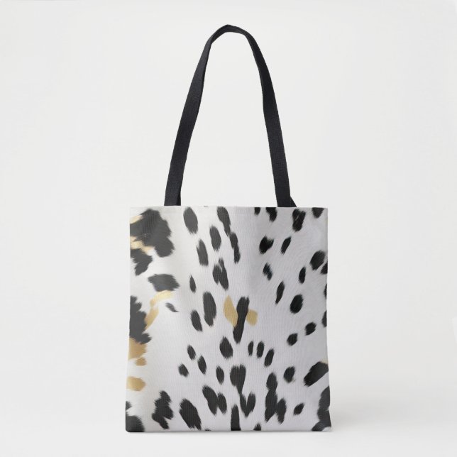 Schwarz-weiß Gold Western Cowhide Tasche (Vorderseite)