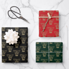 Schwarz-Weiß-Goldglocken niedlich Geschenkpapier Set