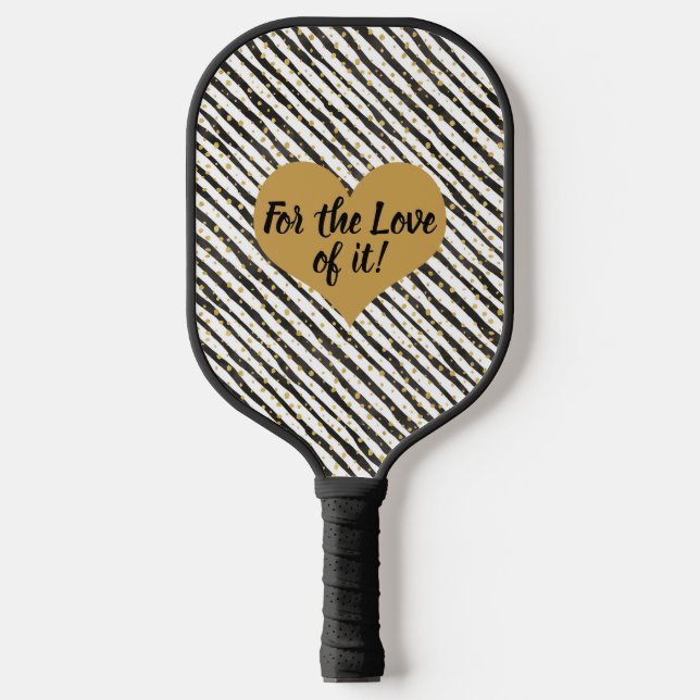 Schwarz, Weiß, Goldränder, Punktpaddel Pro Pickleball Schläger (Vorderseite)