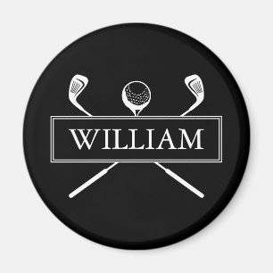 Schwarz-Weiß Golfbälle mit individuellem Namen Magnet