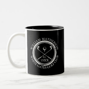 Schwarz-Weiß-Golfclub-Name Personalisiert Zweifarbige Tasse