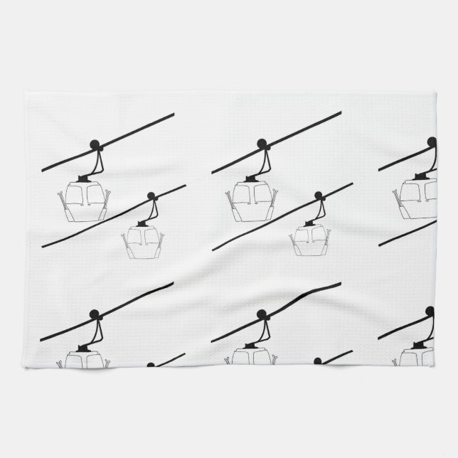 Schwarz-Weiß-Gondelhandtuch Geschirrtuch (Horizontal)