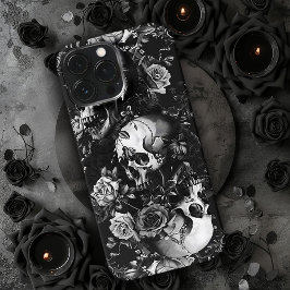 Schwarz-Weiß-Gothic-Skulls iPhone 13 Pro Max Hülle