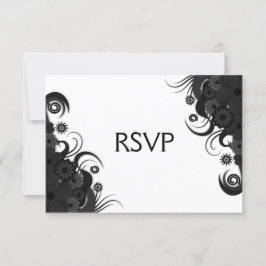 Schwarz-Weiß-Gothic-UAWG-Karten mit Blumenmuster RSVP Karte