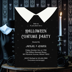 Schwarz-Weiß-Gotik-Girl-Dress-Halloween-Party Einladung