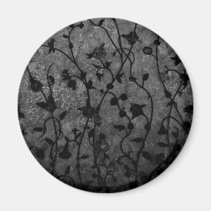 Schwarz-weiß gotische antike Blumenmuster Magnet