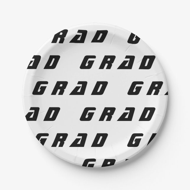 Schwarz-Weiß-Graduierungspartei Pappteller (Vorderseite)