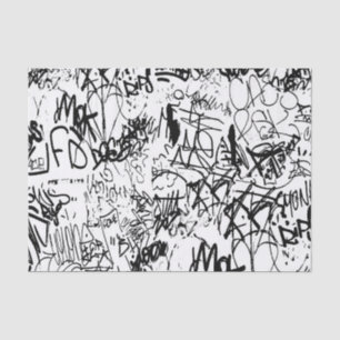 Schwarz-Weiß-Graffiti-Abstrakt-Collage Seidenpapier