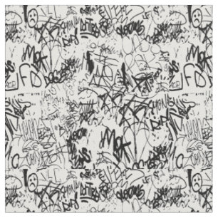 Schwarz-Weiß-Graffiti-Abstrakt-Collage Stoff