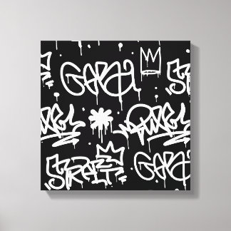 Schwarz-Weiß-Graffiti-Muster Leinwanddruck
