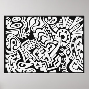 Schwarz-Weiß-Graffiti-Straßenkunst Poster