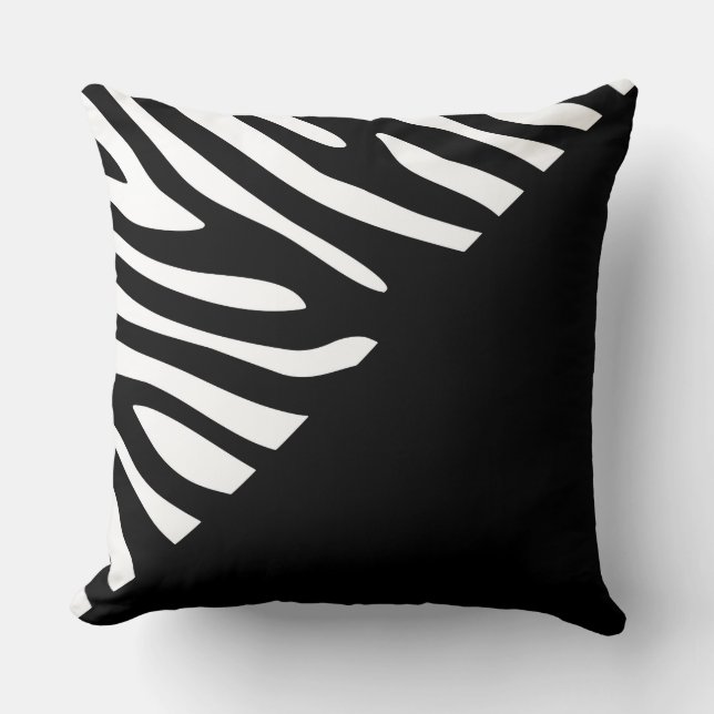 Schwarz-Weiß-Grafik-Zebra-Halbbild Kissen (Vorderseite)