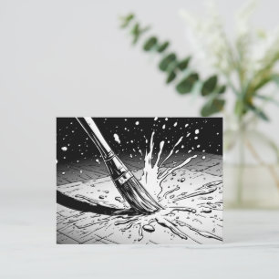 Schwarz-weiß-Grafikstil-Pinsel-Farbfleck Postkarte