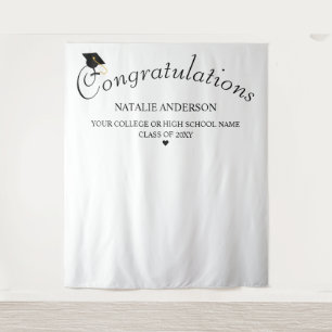 Schwarz-Weiß-Gratulation Abschluss Hintergrund Wandteppich