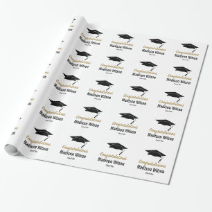 Schwarz-Weiß-Gratulation Graduierung Cap Geschenkpapier