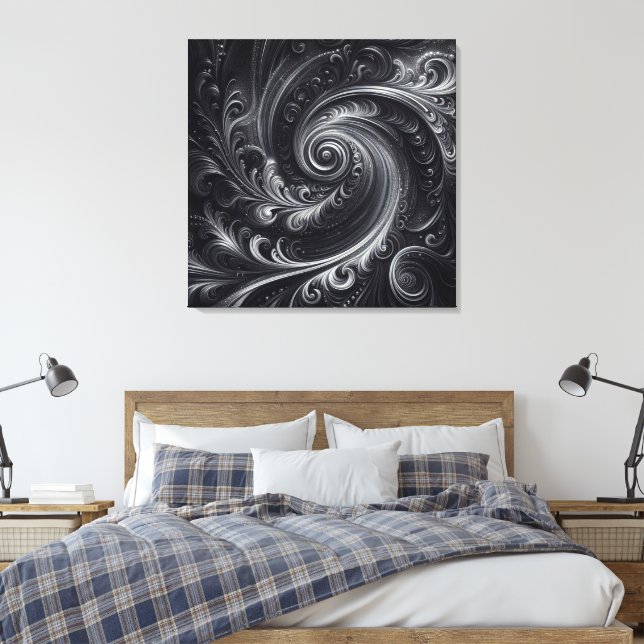 Schwarz-weiß Grau Abstrakt Moderner, einfacher Swi Leinwanddruck (Insitu (Schlafzimmer))