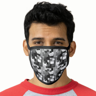 Schwarz-weiß-Grau-Digital-Camouflage-Muster Mund-Nasen-Maske