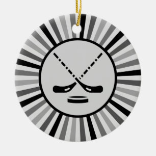 Schwarz-weiß & grau Hockey-Trainer-Geschenk Trendy Keramik Ornament