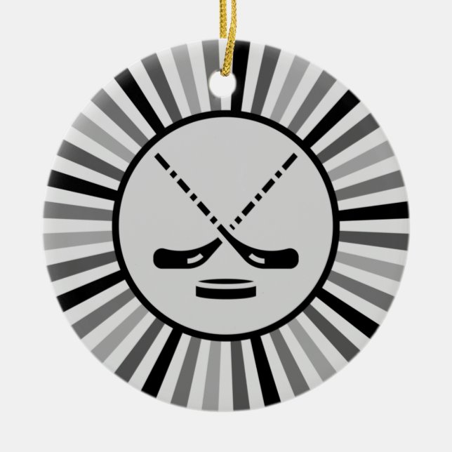 Schwarz-weiß & grau Hockey-Trainer-Geschenk Trendy Keramik Ornament (Vorne)