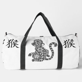 Schwarz, Weiß Grau, Jahr des Chinesischen Affen Zo Duffle Bag
