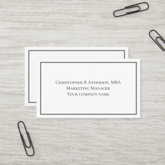 Schwarz-weiß Grau Minimalistisch Beruflich Corpora Visitenkarte (Vorderseite/Rückseite Beispiel)