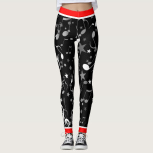 Schwarz/Weiß/Grau-Musiknote auf Schwarz-Weiß-Tri Leggings