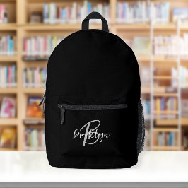 Schwarz-weiß-Grau-Script-Monogramm Bedruckter Rucksack