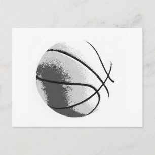 Schwarz Weiß Grau Trendige Pop-Art Basketball Postkarte