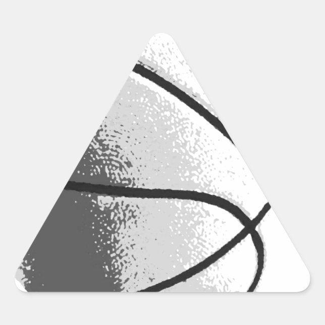 Schwarz-weiß Grau Trendy Pop Art Basketball Dreieckiger Aufkleber (Vorderseite)