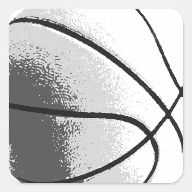 Schwarz-weiß Grau Trendy Pop Art Basketball Quadratischer Aufkleber (Vorderseite)