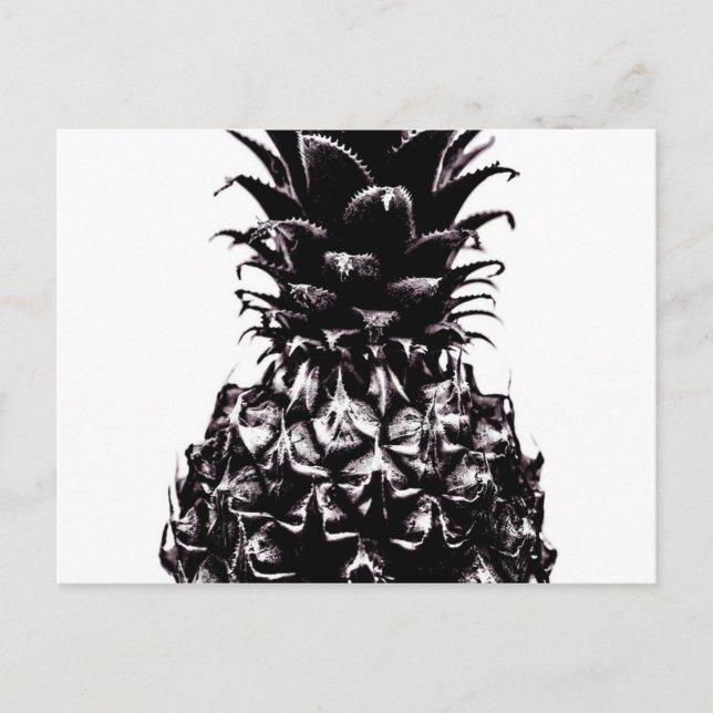 Schwarz-weiß-Graue Ananas Abstrakt Postkarte (Vorderseite)