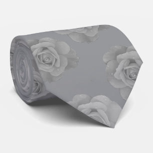 Schwarz-Weiß-Graue Blumengrau-Rosen-Blumen Cool Krawatte