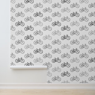 Schwarz-weiß-graue Fahrraddesign Tapete
