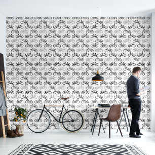 Schwarz-weiß-graue monochromatische Fahrraddesign Tapete
