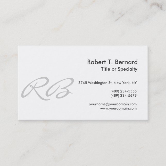 Schwarz-weiß-Graue Monogram Consultant-Visitenkart Visitenkarte (Vorderseite)