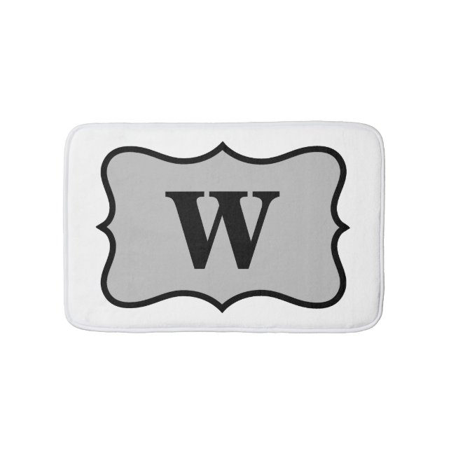 Schwarz-weiß-graue Monogramm Initial-Zuhause-dekor Badematte (Vorderseite)