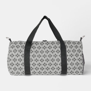schwarz-weiß-graues geometrisches feines Muster Duffle Bag