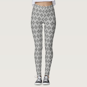 schwarz-weiß-graues geometrisches feines Muster Leggings