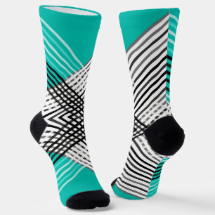 Schwarz-Weiß, Graugeometrie, Minze Socken