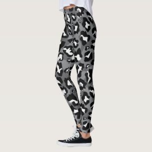 Schwarz, Weiß, Grauleopard Leggings