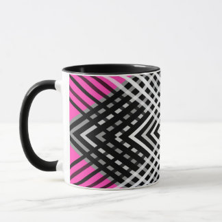Schwarz-Weiß-Graustreifen auf einem Streifen Tasse