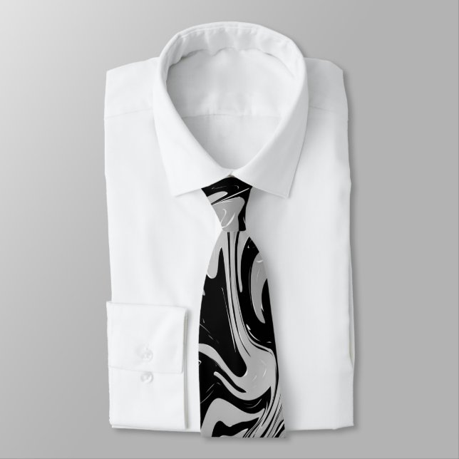 Schwarz-weiß Gray Elegant Stilvoll modern Krawatte (Gebunden)
