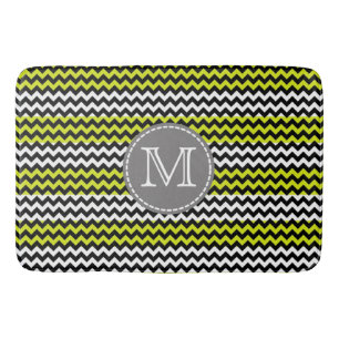 Schwarz-weiß Green Zickzack Zigzag Monogram Badematte
