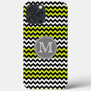 Schwarz-weiß Green Zickzack Zigzag Monogram Case-Mate iPhone Hülle